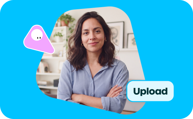 Woman's portrait in a profile frame with an Upload button.